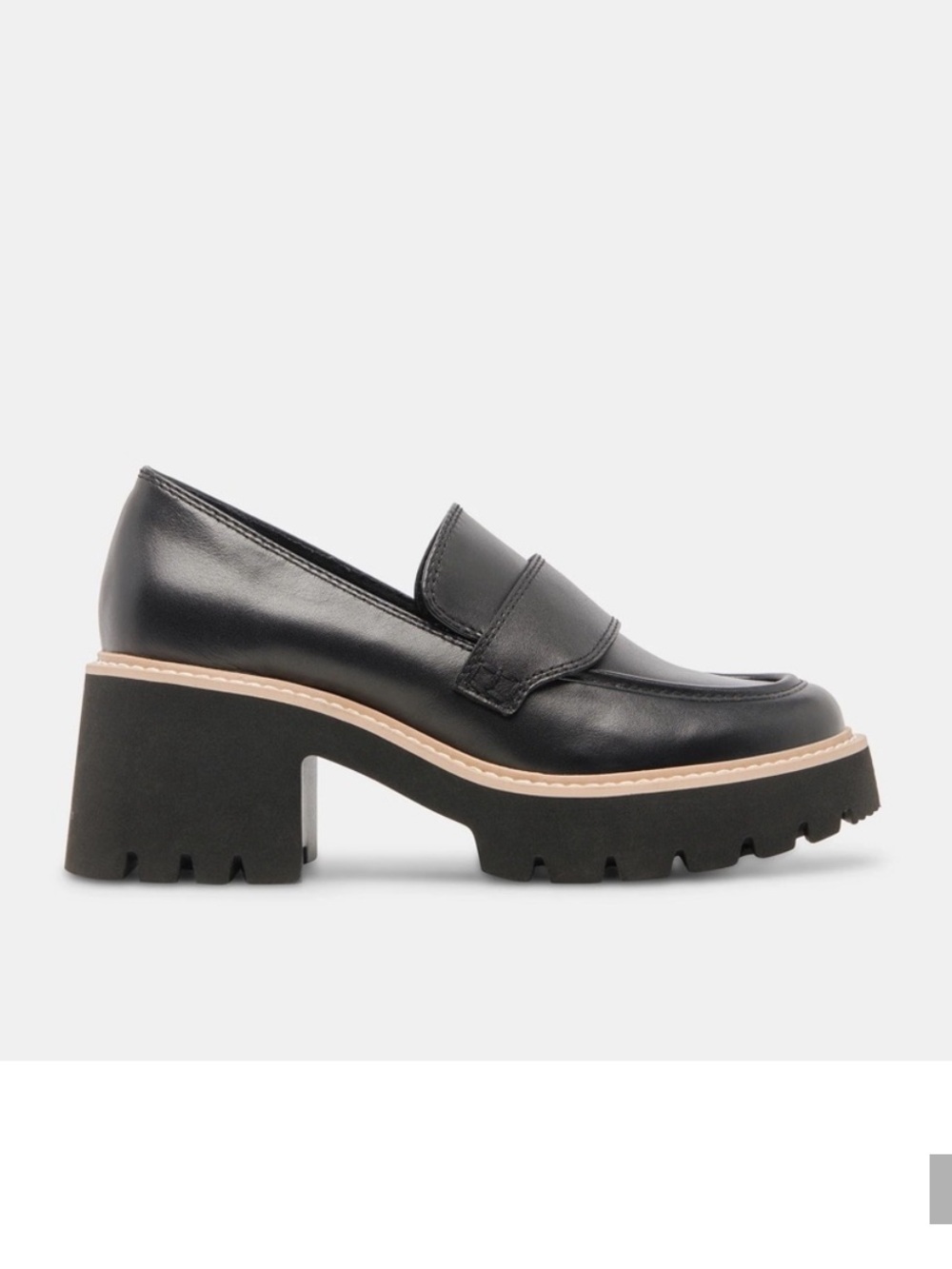 Dolce Vita Black Leather Chunky Heel Loafers Like New!